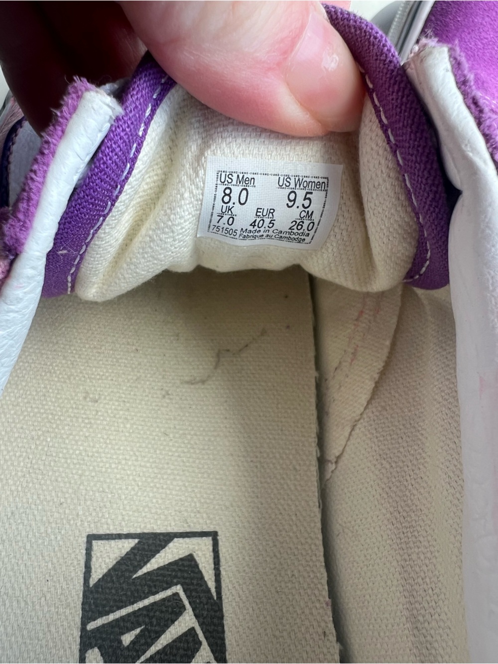 Vans Purple Suede with Pink Floral Shoes, 9.5 women’s - Picture 6 of 9
